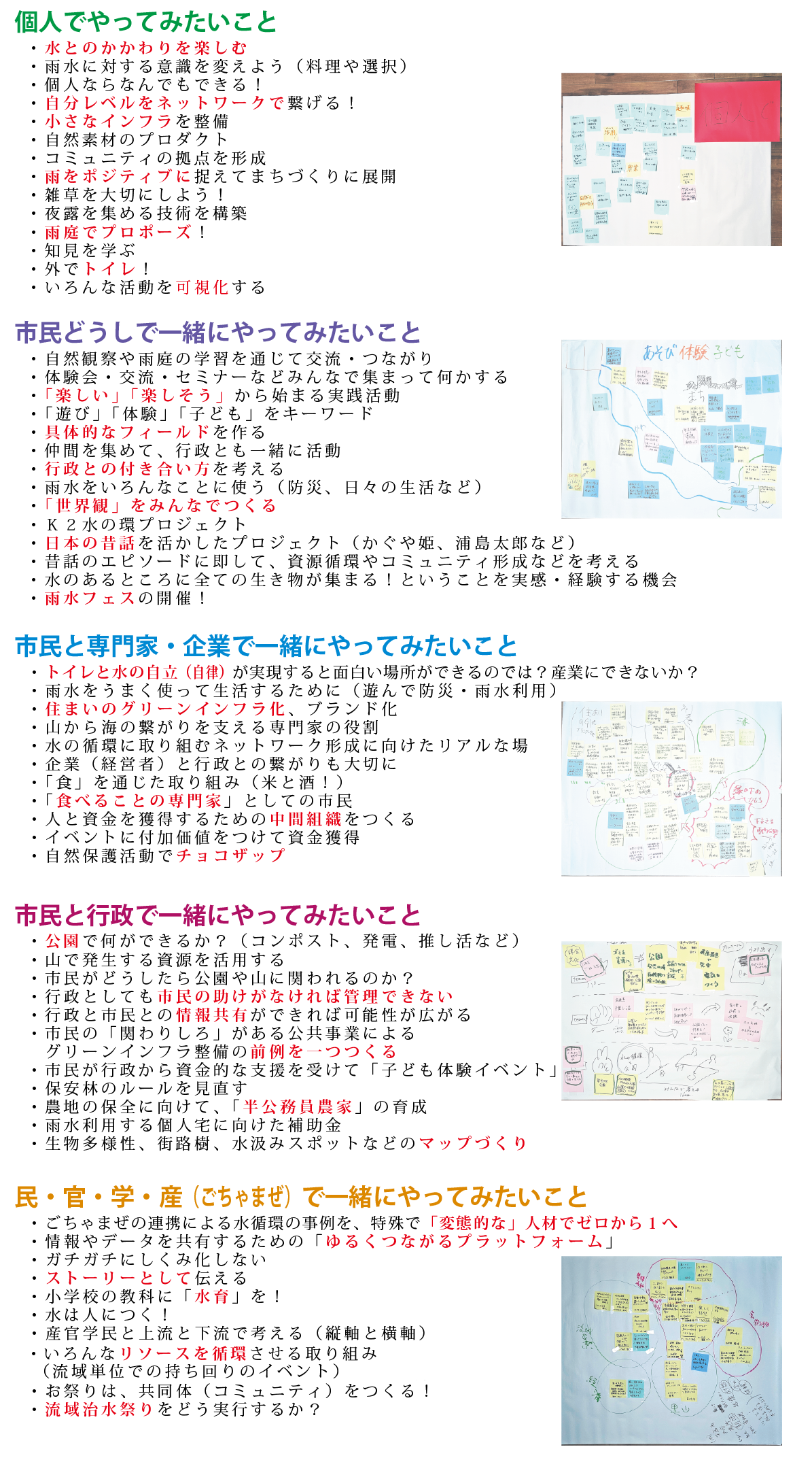 パネルディスカッションから生まれた様々なアイデア